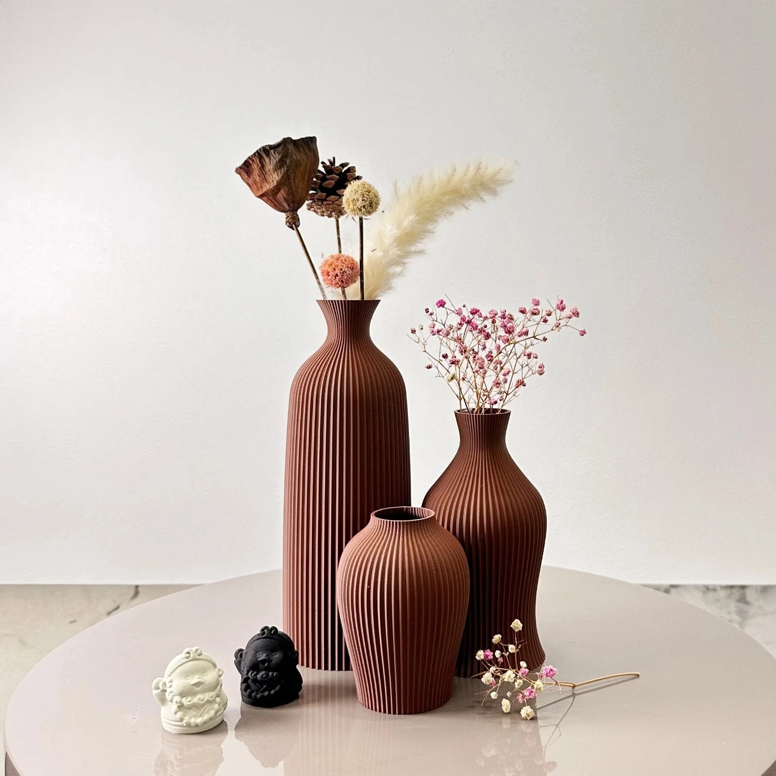 3-Piece Set of Artistic Decorative Vases, Elegant Vase Decoration, Dry Vase Orna