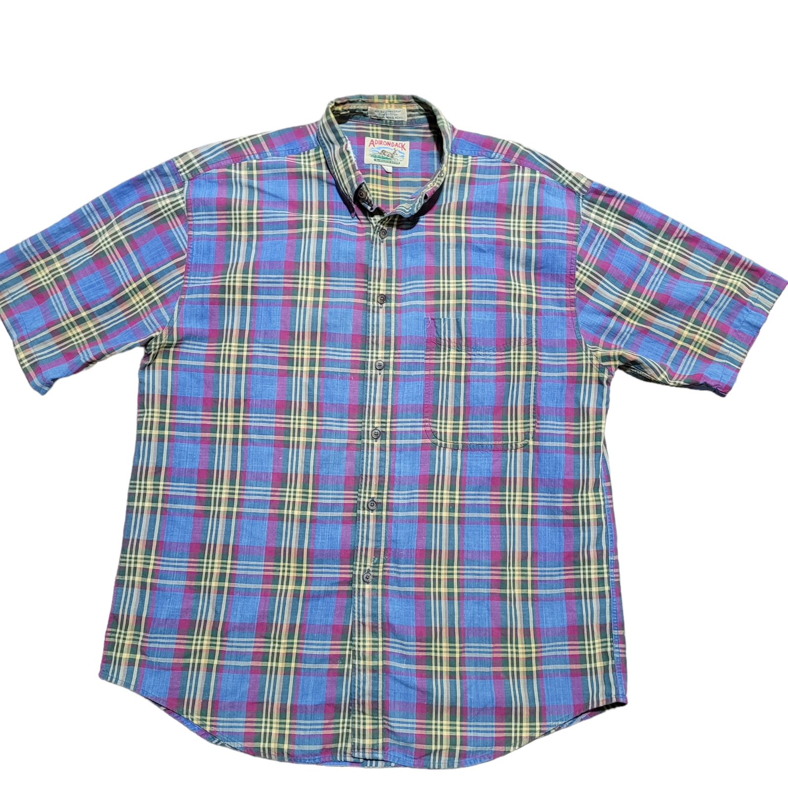 Camicia Adirondack con bottoni L blu uomo Savile fila a quadri casual retrò papà