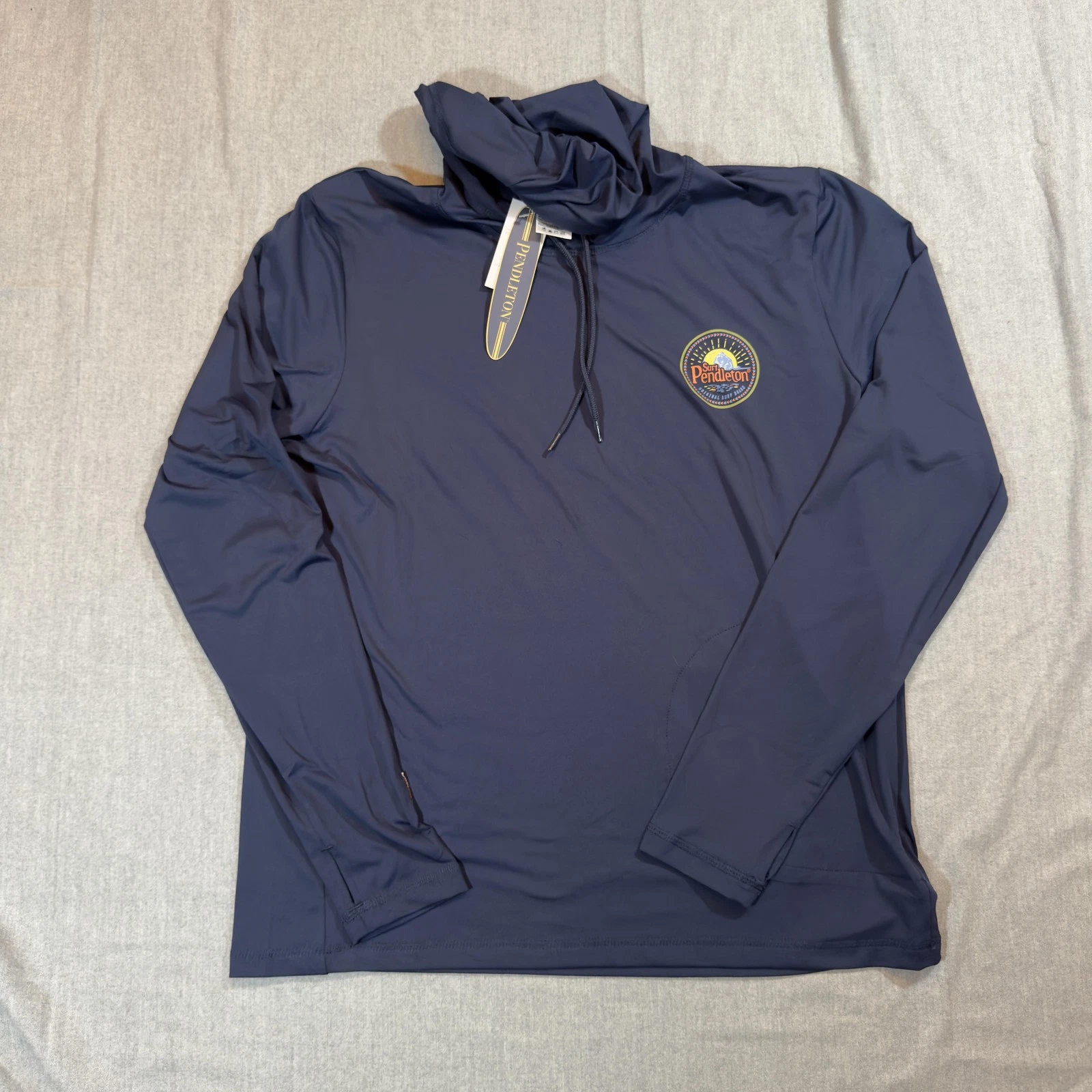 Pendleton Shirt Mens Large Hoodie Blue Surf Sun UPF Long Sleeve Pocket Outdoor