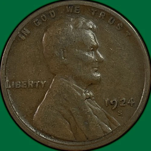 1924-S Lincoln Wheat Cent Very Fine VF Coin #33648