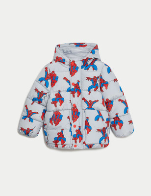 New M&S Kids Spider-Man  Lightweight Padded Hooded Coat Jacket T884791C 2-3Years