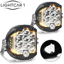 2X 5" LED Work Light Bar Amber Pods DRL Round Offroad Driving Truck ATV Fog Lamp
