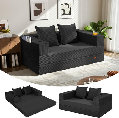 COMAX Futon Sofa Bed, 4 In 1 Convertible Sofa Bed, Folding Boneless Couches for 