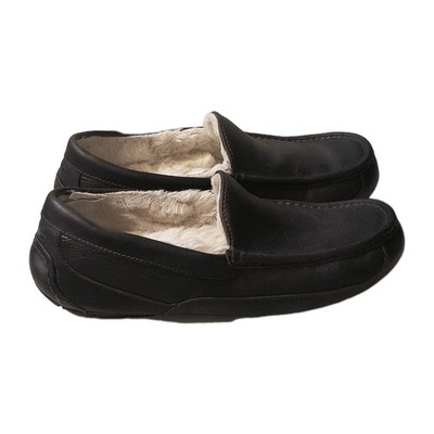 UGG Ascot Leather Slippers Espresso Brown Men's Size 10 S/N 5379 MSRP $120