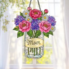 Custom Mom Flower Acrylic Suncatcher Personalized Gift