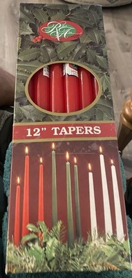 VTG NEW ROBERT ALAN 12 CHRISTMAS HOLIDAY RED 12  TAPERS CANDLES CHTM-1063