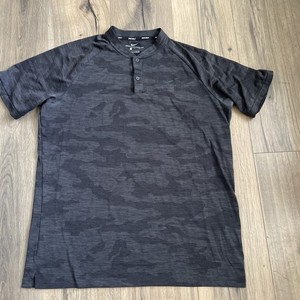 Nike Tiger Woods TW Polo Shirt Gray Camo Zonal Cooling Blade Collar Mens Large