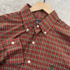 Ralph Lauren Plaid Shirt Mens L Red Green Button Down Cotton Preppy Classic Fit