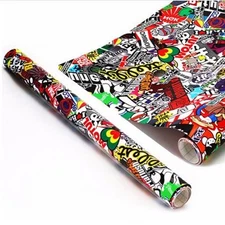 Car Sticker Panda Cartoon Graffiti Bomb Vinyl Wrap Sheet Film Decal 60in x 20in