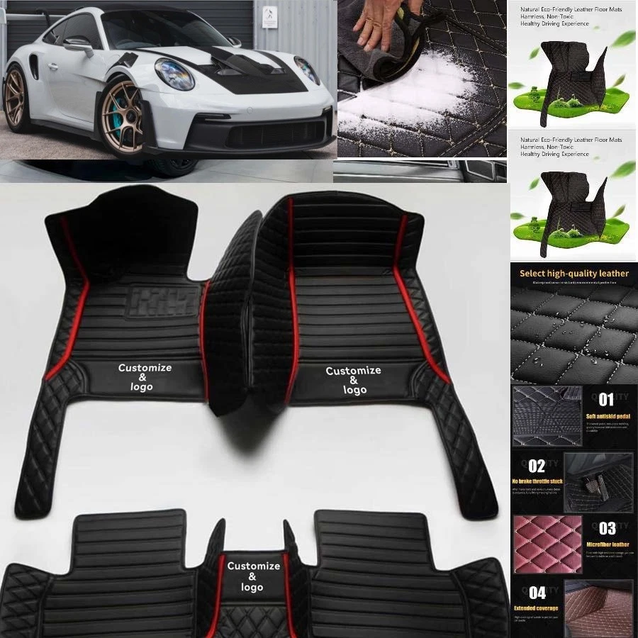 For Porsche 911 Car Floor Mats Custom Waterproof All Weather Cargo Liner Carpet Foto 3 de 4