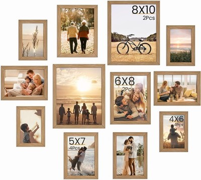 12 Eiche Bilderrahmen Set mehrere Größen Collage 4x6 5x7 6x8 8x10 Wand Tischplatte