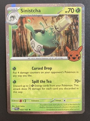Pokemon Sinistcha 022/167 Rare Cosmos Holo 2024 Trick-or-Trade NM