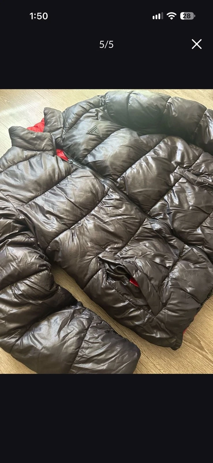 Guess Red and Black Puffer Jacket - product detail image 4