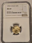 1992 American Gold Eagle $5 MS69 NGC 1/10oz Gold Coin