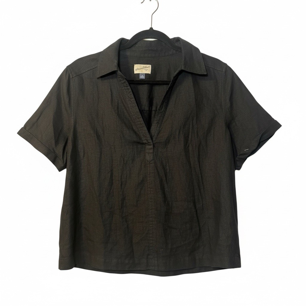 Universal Thread Black Button Down Lino/Rayon  Sh… - image 1