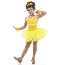 Child 6X7 Lace Ballet Tutu Dress Dance Costume Wristlets Ain't She Sweet Yelllow