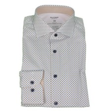 Olympus Level Five 24/Seven Mens Business Shirt Blue Beige 208954 22 Natural