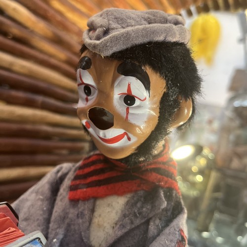1950s Accordian Hobo With Musical Chimp Monkey Playing Cymbal Tin Wind Up Toy - Picture 9 of 15