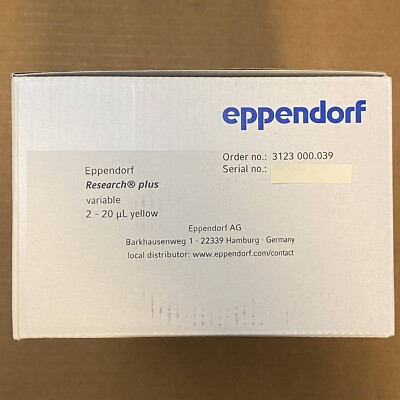 Eppendorf Research Plus 2-20 ul Pipette Variable Adjustable 20ul Yellow W/ Tips