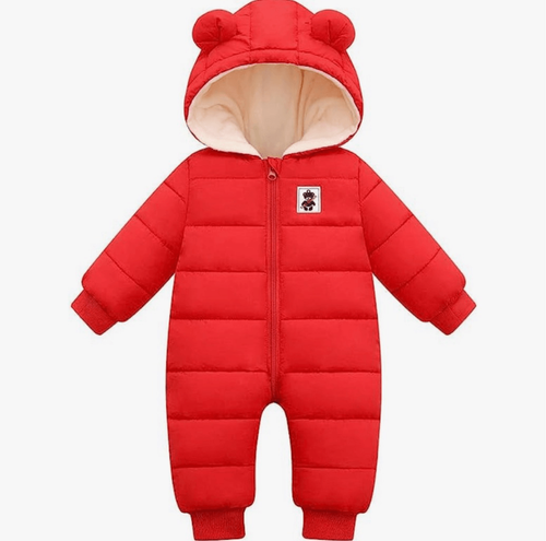 NEW Unisex Baby Snowsuit Infant Cute Bear Hooded Winter 6-12M - 第 1/4 張圖片