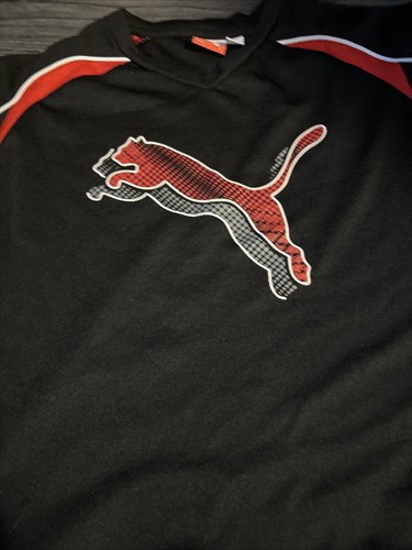 PUMA Boys 2 piece outfit shorts set Sz M shirt pull on shorts Black & Red - Picture 5 of 7