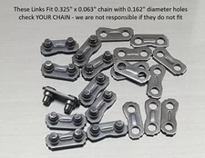 10 x 0.325" 0.063" Chainsaw Master Link Tie Strap Preset Repair Type #22 Chain