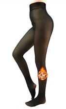 Footed Superfine Fleece Lined Tights - Warm Black 3XL