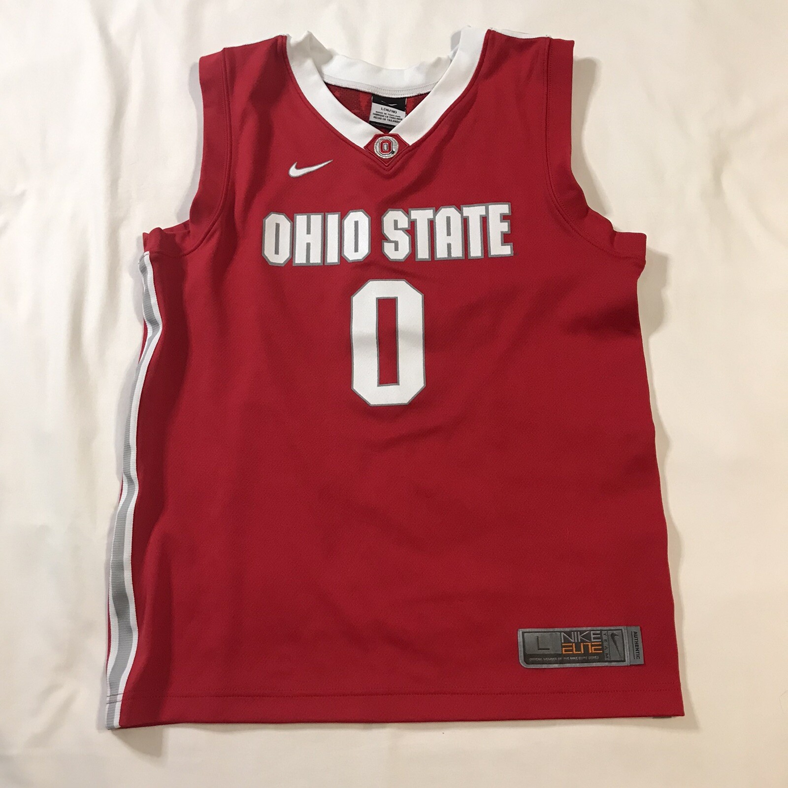 Ohio State Jersey Youth Large 16/18 Red White Buckeyes Nike Basketball