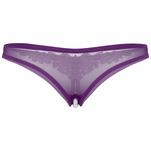 Damen Mesh Transparent String Slips Schritt offen Stringtanga mit Perlen Dessous - Picture 27 of 50