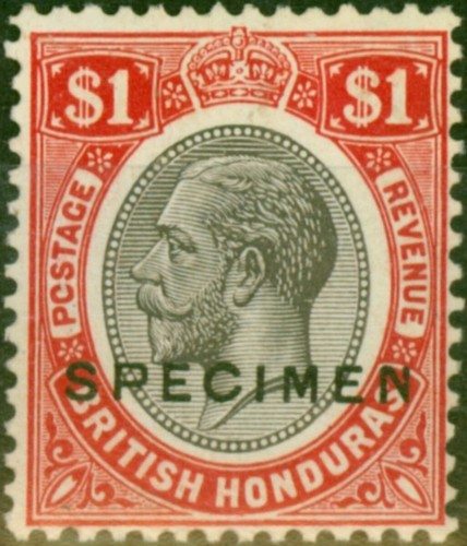 British Honduras 1925 1 $ Black & Scarlet Specimen SG136s Fine MM (2)