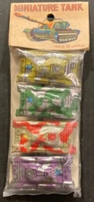 Vintage Tin LITHO Set of Four (4) MINIATURE Tanks (ARMY) Various Colors - NOS