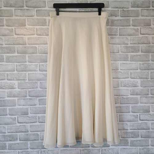 Vintage Niteline Della Roufogali Skirt Women L Silk Off White Flowy Party Guest - 第 1/12 張圖片