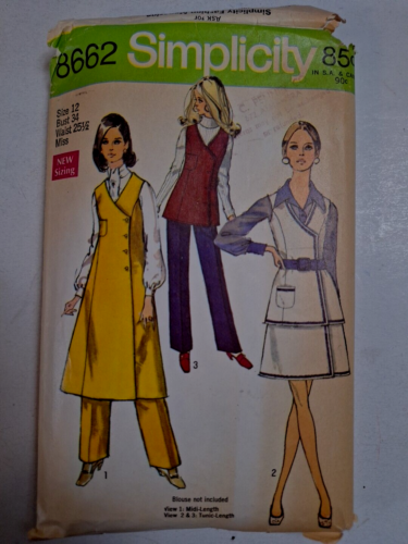 Wrap Jumper Trench Vest Tunic Skirt Pants 12 Simplicity 8662 Sewing Pattern VTG - Picture 1 of 6
