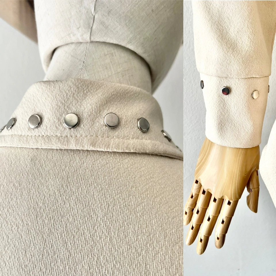 Camisa Blusa SILVER STARS & Studs Años 70’s Vintage Crema Rodeo Occidental S 36b Foto 3 de 4