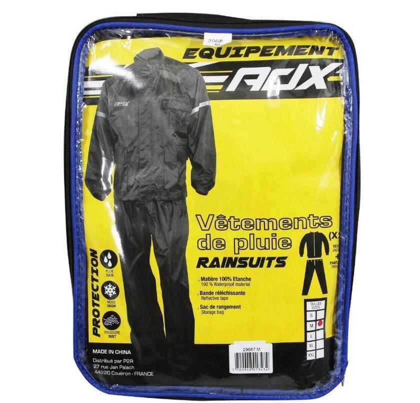 Vêtement de pluie combinaison moto ADX Éco noir XXL veste pantalon étanche
