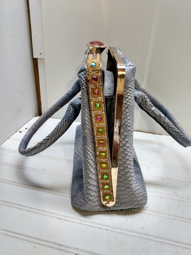 Faux Leather Handbag Women Reptile Print Geometric Satchel Purse Shoulder Strap - Picture 12 of 16