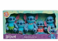 New - Disney Stitch 5 Pieces Plush Collector Set Hawaiian Brand NEW Sealed