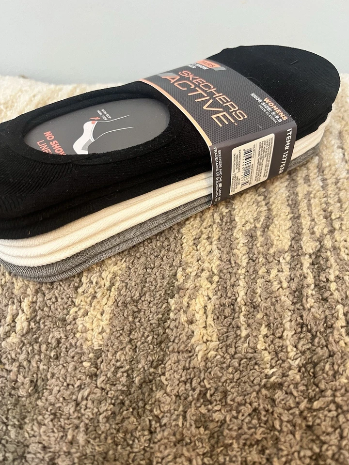 Calcetines para mujer Skechers Active No Show Liner - Paquete de 8, blancos/negros/grises Foto 4 de 4