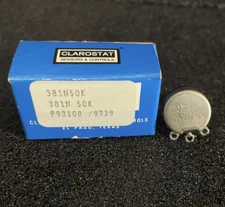 1pc Clarostat 381N-50KΩ-S  50K OHM  1-WATT Linear Taper Potentiometer **NOS