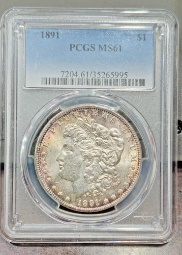 1891 Morgan Dollar - MS-61 - PCGS - Nice Tones - Great Eye Appeal