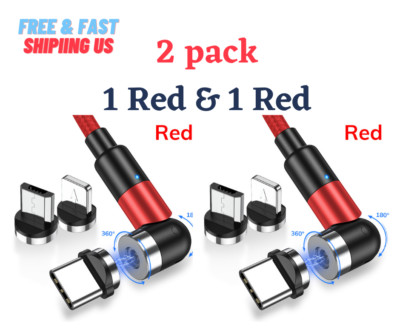 LED Flowing Light Up Magnetic Cable For Micro USB Samsung iPhone- 2 Packs 3.8 ft