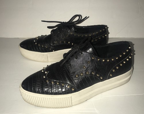 $300 Ash Women's Black Platform Sneakers 38 8 Studded Wingtip Shoes Croc  Goth | eBay