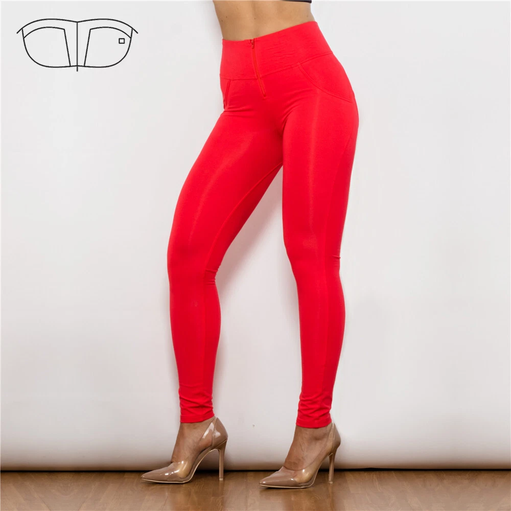 Shascullfites Butt Lifting Leggings High Waist Red Sports Leggings Stretch  Women