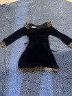 Jona Michelle Black velour dress Leopard print faux fur trim Girls 4 — photo 2