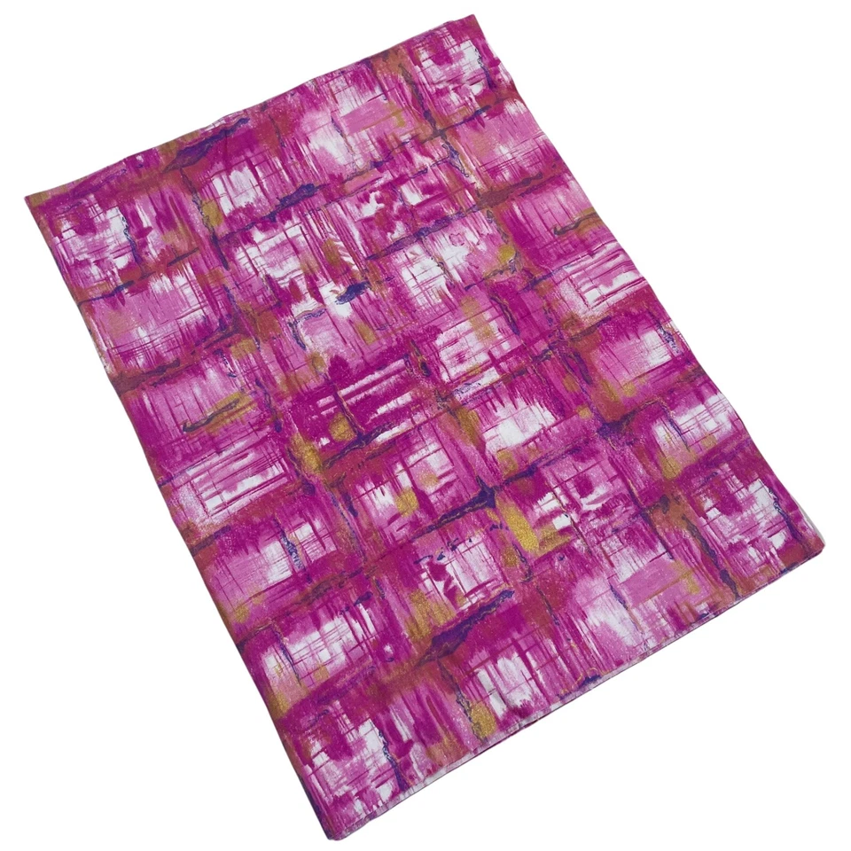 Tela Sheryl Roy SSI Rosa Púrpura Metálico Dorado Abstracto Acuarela Algodón 28x43 Foto 2 de 4