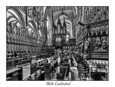 Brunnen Kathedrale Architektur Interieur schwarz-weiß bildende Kunst Giclee Druck