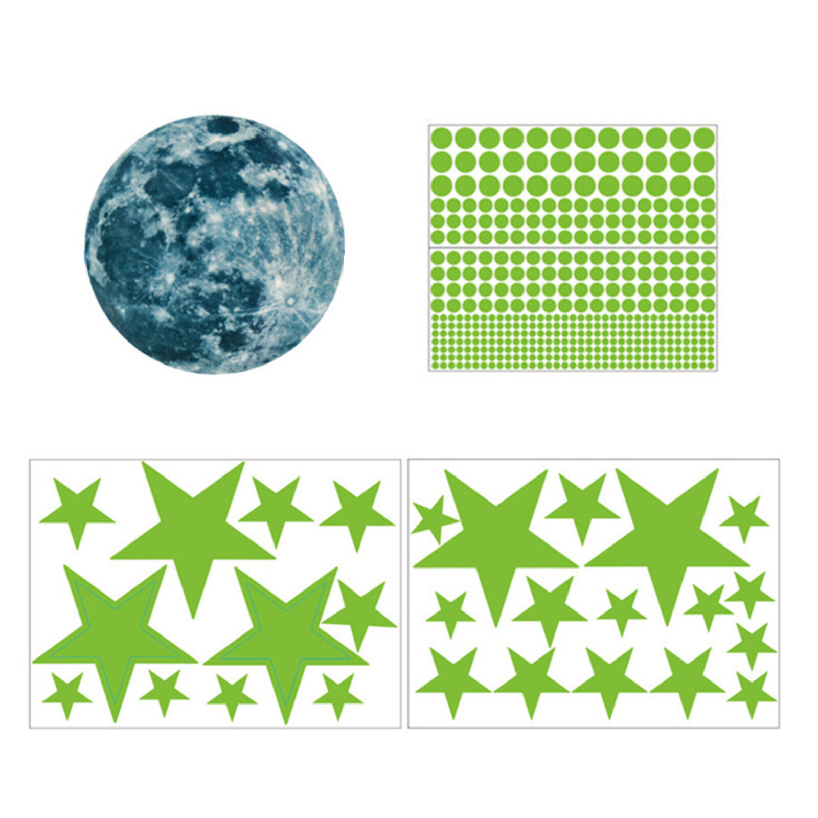 437Pcs Luminous Glowing Moon/Star/Dot Sticker For Room Wall/Party Decoration