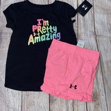 Under Armour 2T 3T 4T I  m Pretty Amazing Outfit Set Pink Black NEW