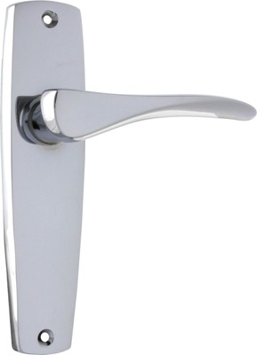 pair of polished chrome mid century lever handles & backplates,145 x 35 mm