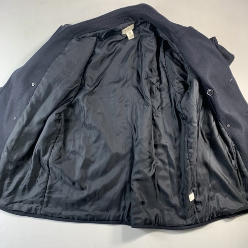 J Crew Peacoat Mens XL Navy Blue Wool Nylon Jacket buttons Military style - Picture 2 of 6